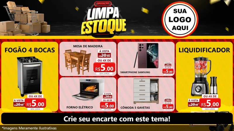Modelo de TV para TV Horizontal com o tema Operação Limpa Estoque para Móveis e Eletro