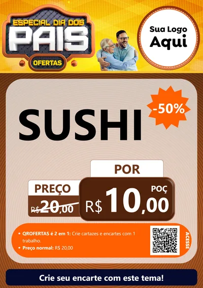 Modelo de Cartaz para Cartaz A4 Vertical com o tema Especial Dia dos Pais para Comida japonesa