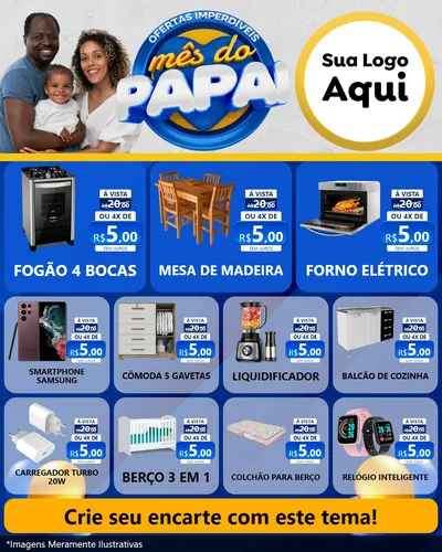 Modelo de Rede Social para Feed Instagram com o tema Ofertas Imperdíveis Mês Do Papai para Móveis e Eletro