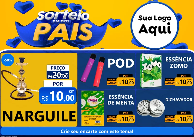 Modelo de Encarte para Encarte A4 Horizontal com o tema Sorteio Dia dos Pais para Tabacaria