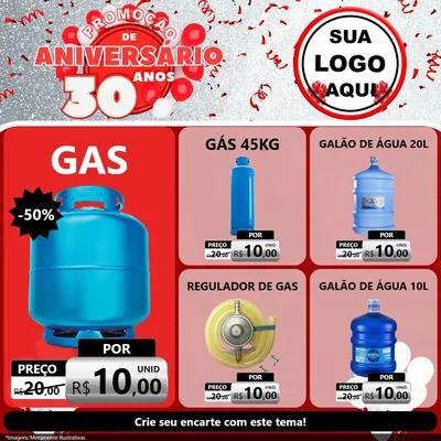 Modelo de Rede Social para Feed Facebook com o tema Promoção de Aniversário - 30 Anos para Água e gás