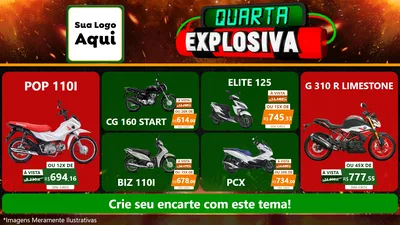 Modelo de TV para TV Horizontal com o tema Quarta Explosiva para Concessionaria de Motos