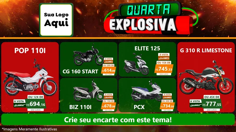 Modelo de TV para TV Horizontal com o tema Quarta Explosiva para Concessionaria de Motos