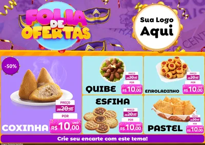 Modelo de Encarte para Encarte A4 Horizontal com o tema Folia de Ofertas para Salgadaria