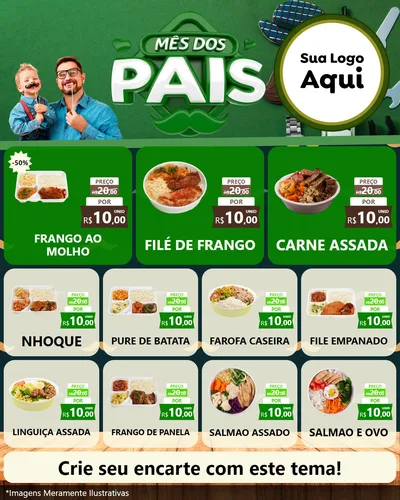 Modelo de Rede Social para Feed Instagram com o tema Mês dos Pais para Restaurante