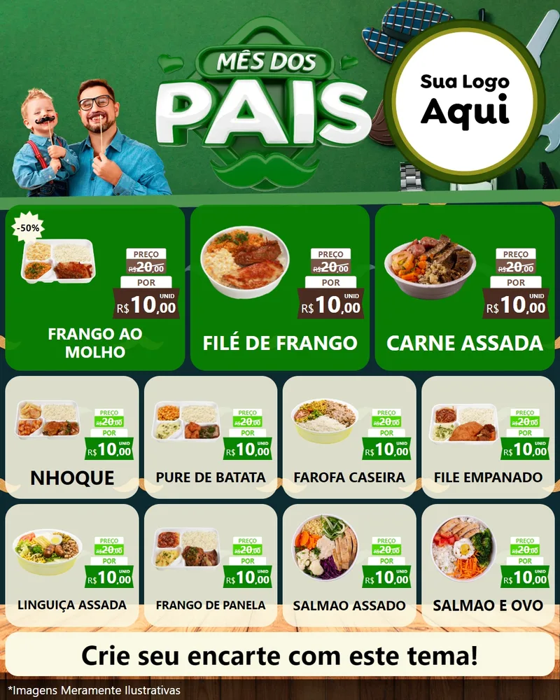 Modelo de Rede Social para Feed Instagram com o tema Mês dos Pais para Restaurante