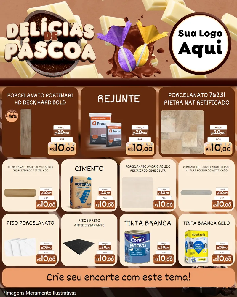 Modelo de Rede Social para Feed Instagram com o tema Delícias de Páscoa para Pisos e revestimentos