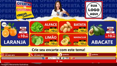 Modelo de TV para TV Horizontal com o tema Ofertas de Outubro - Preços Incríveis para Hortifrúti