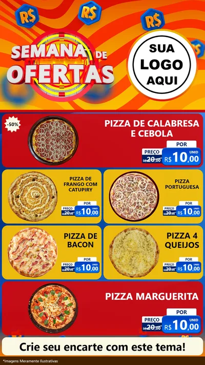 Modelo de TV para TV Vertical com o tema Semana de Ofertas para Pizzaria