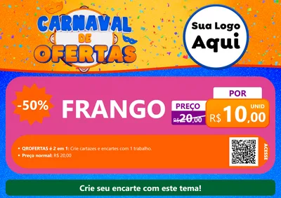 Modelo de Cartaz para Cartaz A4 Horizontal com o tema Carnaval de Ofertas para Assados