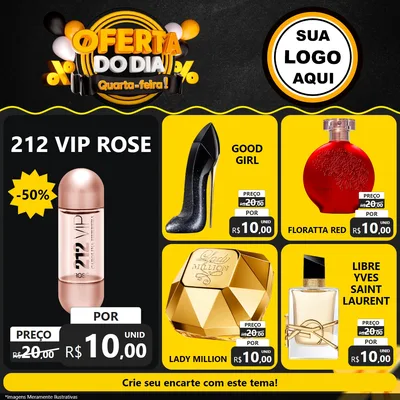 Modelo de Rede Social para Feed Facebook com o tema Oferta do Dia - Quarta Feira! para Perfumes