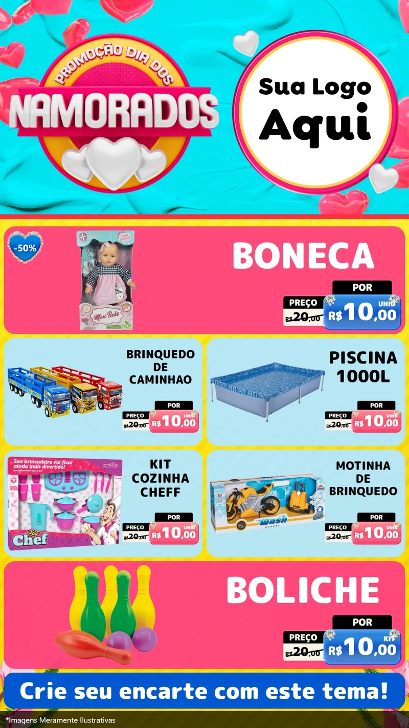 Modelo de TV para TV Vertical com o tema Promoção Dia dos Namorados para Brinquedos