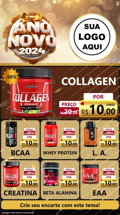 Modelo de Rede Social para Stories com o tema Feliz Ano Novo 2027 para Suplementos alimentares