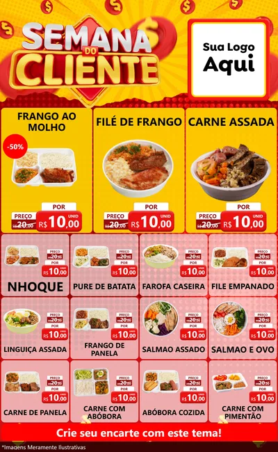 Modelo de Encarte para Encarte Grande com o tema Semana do Cliente para Restaurante
