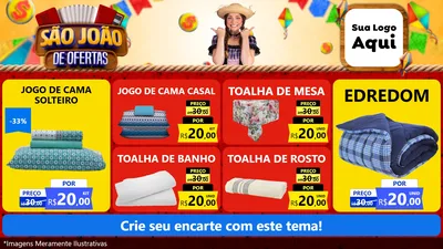 Modelo de TV para TV Horizontal com o tema São João de Ofertas para Cama, Mesa e Banho