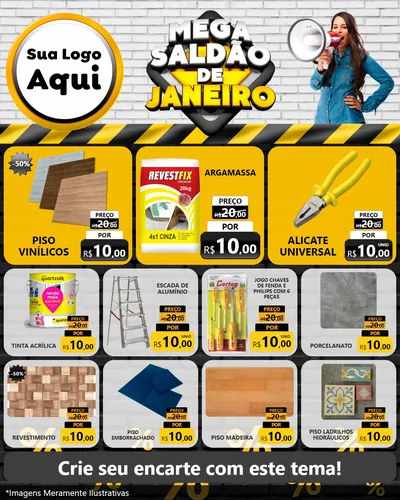 Modelo de Rede Social para Feed Instagram com o tema Mega Saldão de Janeiro para Material para Construção