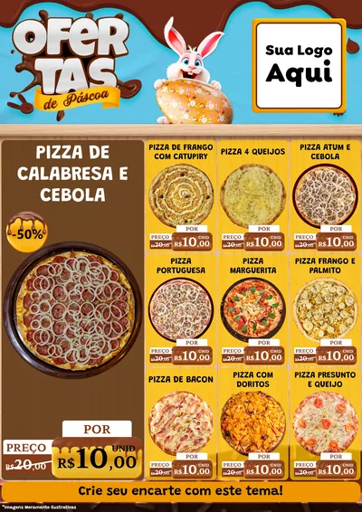 Modelo de Encarte para Encarte A4 Vertical com o tema Ofertas de Páscoa para Pizzaria