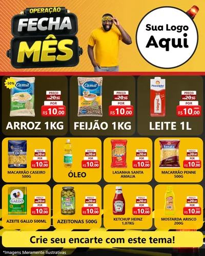 Modelo de Rede Social para Feed Instagram com o tema Operação Fecha Mês para Supermercado