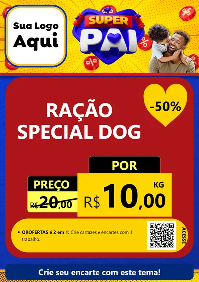 Modelo de Cartaz para Cartaz A4 Vertical com o tema Super Pai para Pet Shop