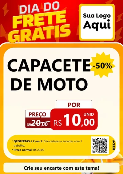 Modelo de Cartaz para Cartaz A4 Vertical com o tema Dia do Frete Grátis para Moto peças