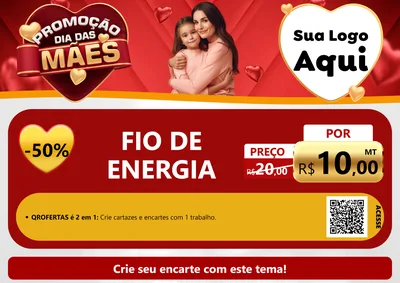 Modelo de Cartaz para Cartaz A4 Horizontal com o tema Promoção Dia das Mães para Materiais Elétricos