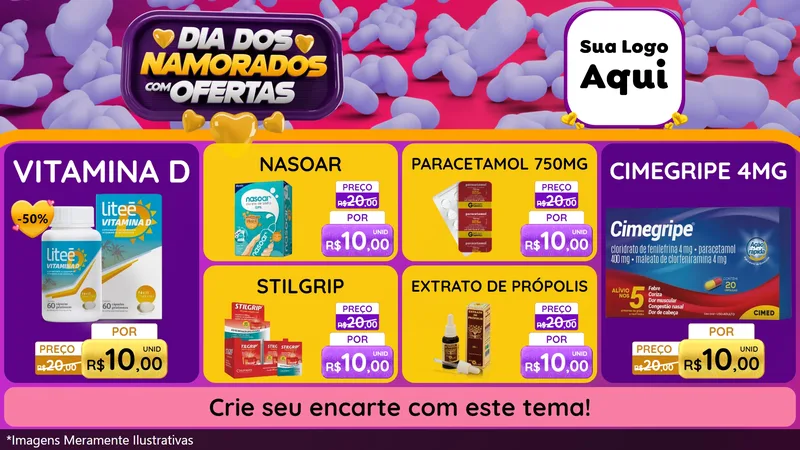 Modelo de TV para TV Horizontal com o tema Dia Dos Namorados Com Ofertas para Farmácia