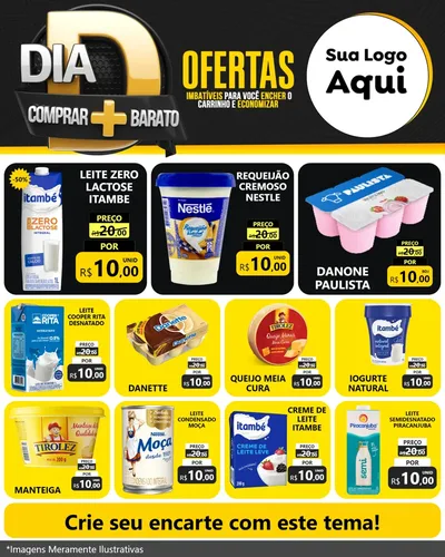 Modelo de Rede Social para Feed Instagram com o tema Dia D Mais Economia para Frios e Laticínios