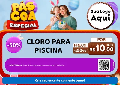 Modelo de Cartaz para Cartaz A4 Horizontal com o tema Páscoa Especial para Produtos para Piscina