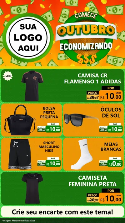 Modelo de TV para TV Vertical com o tema Comece Outubro Economizando para Roupas e acessórios