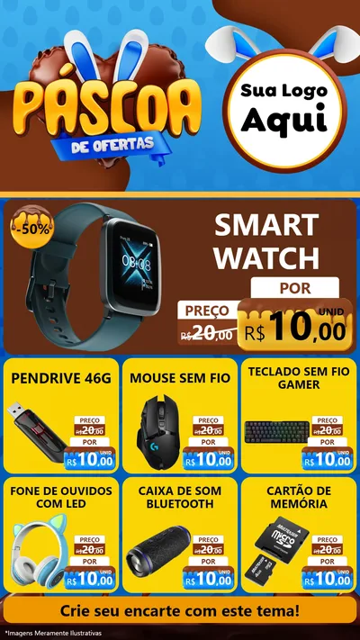 Modelo de Rede Social para Stories com o tema Páscoa de Ofertas para Informática