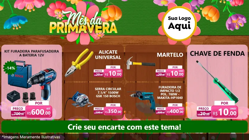 Modelo de TV para TV Horizontal com o tema Mês da Primavera para Maquinas e Ferramentas