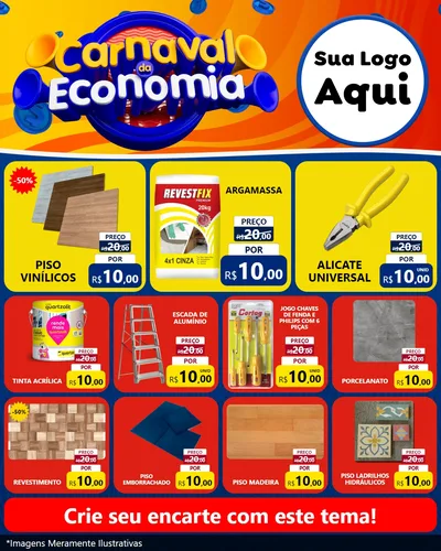 Modelo de Rede Social para Feed Instagram com o tema Carnaval da Economia para Material para Construção