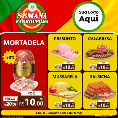 Modelo de Rede Social para Feed Facebook com o tema Semana Farroupilha para Frios e Laticínios