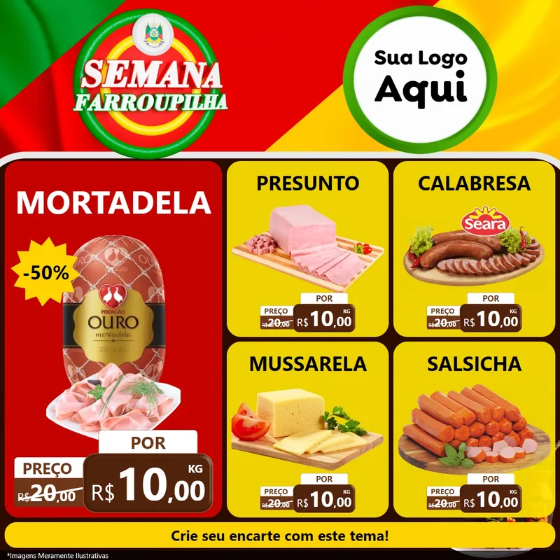 Modelo de Rede Social para Feed Facebook com o tema Semana Farroupilha para Frios e Laticínios