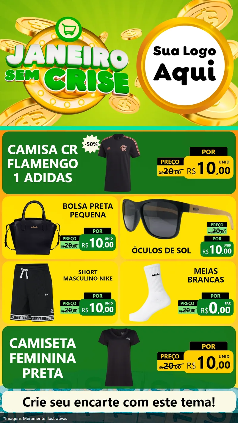 Modelo de TV para TV Vertical com o tema Janeiro Sem Crise para Roupas e acessórios