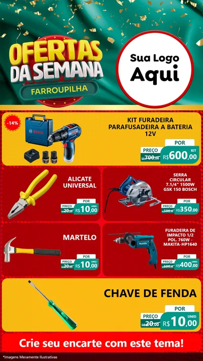 Modelo de TV para TV Vertical com o tema Ofertas da Semana Farroupilha para Maquinas e Ferramentas