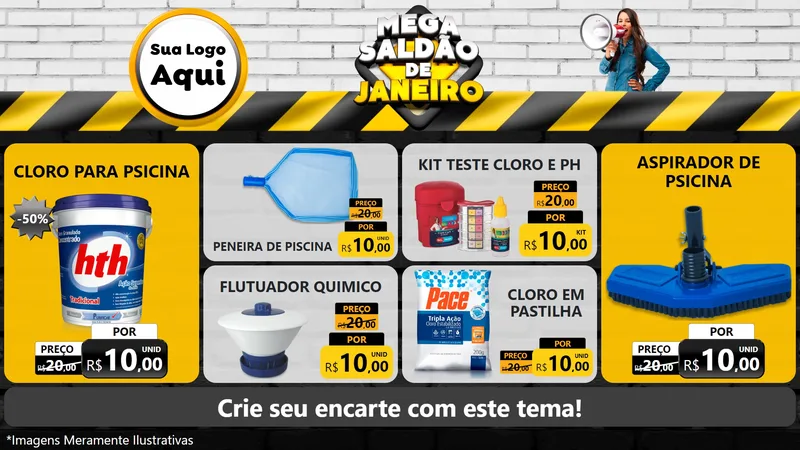Modelo de TV para TV Horizontal com o tema Mega Saldão de Janeiro para Produtos para Piscina