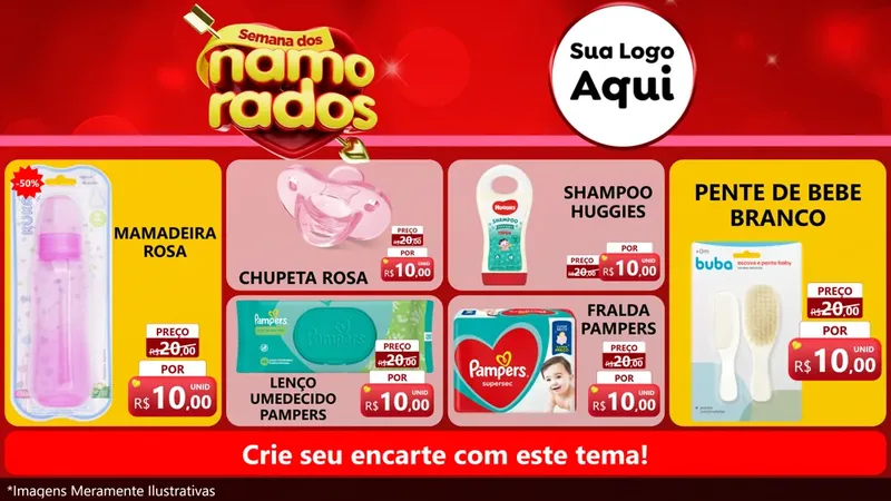 Modelo de TV para TV Horizontal com o tema Semana dos namorados para Bebês