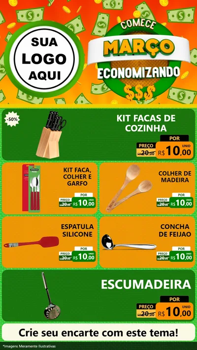 Modelo de TV para TV Vertical com o tema Comece Março Economizando para Utilidades Domésticas