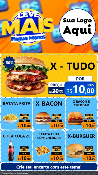 Modelo de Rede Social para Stories com o tema Leve Mais, Pague Menos para Hamburgueria
