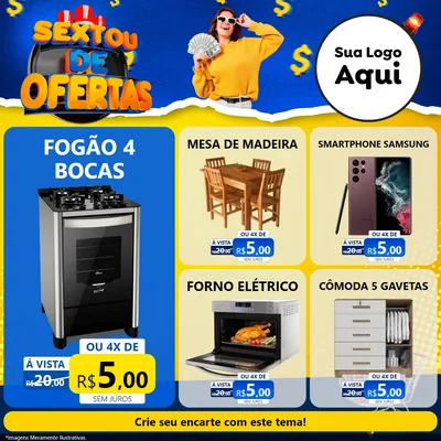 Modelo de Rede Social para Feed Facebook com o tema Sextou de Ofertas para Móveis e Eletro
