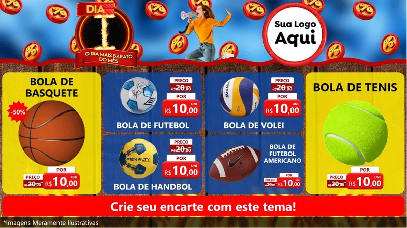 Modelo de TV para TV Horizontal com o tema Dia I - O Dia Mais Barato Do Mês para Artigos Esportivos