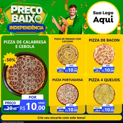 Modelo de Rede Social para Feed Facebook com o tema Preço Baixo de Independência para Pizzaria