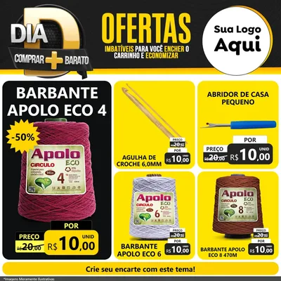 Modelo de Rede Social para Feed Facebook com o tema Dia D Mais Economia para Armarinho e Aviamentos