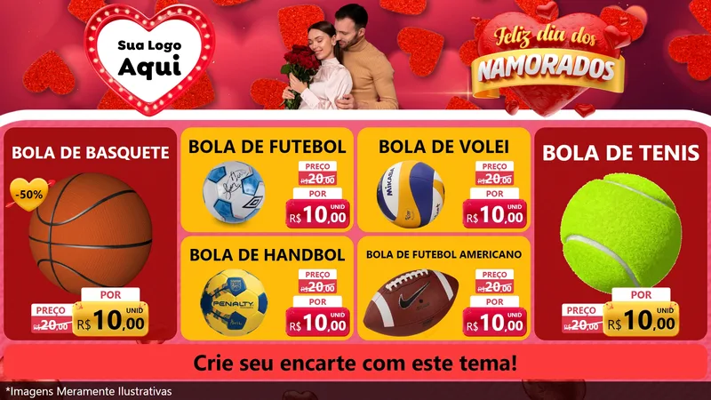 Modelo de TV para TV Horizontal com o tema Feliz Dia Dos Namorados para Artigos Esportivos