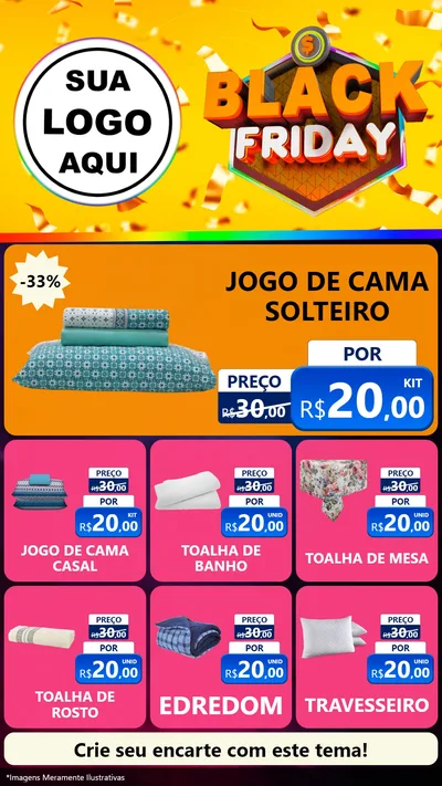 Modelo de Rede Social para Stories com o tema Black Friday para Cama, Mesa e Banho