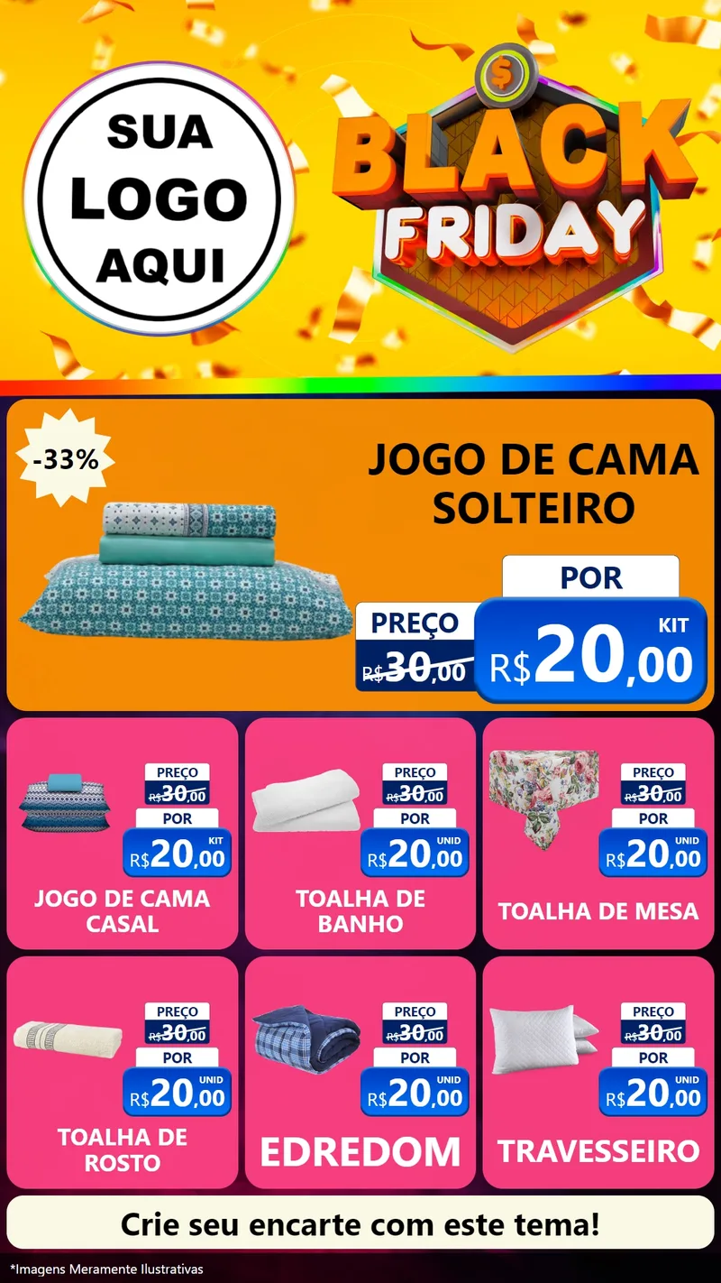 Modelo de Rede Social para Stories com o tema Black Friday para Cama, Mesa e Banho
