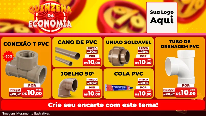 Modelo de TV para TV Horizontal com o tema Quinzena Da Economia para Tubos e conexões