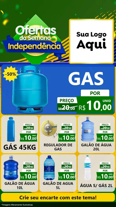 Modelo de Rede Social para Stories com o tema Ofertas da Semana da Independência para Água e gás