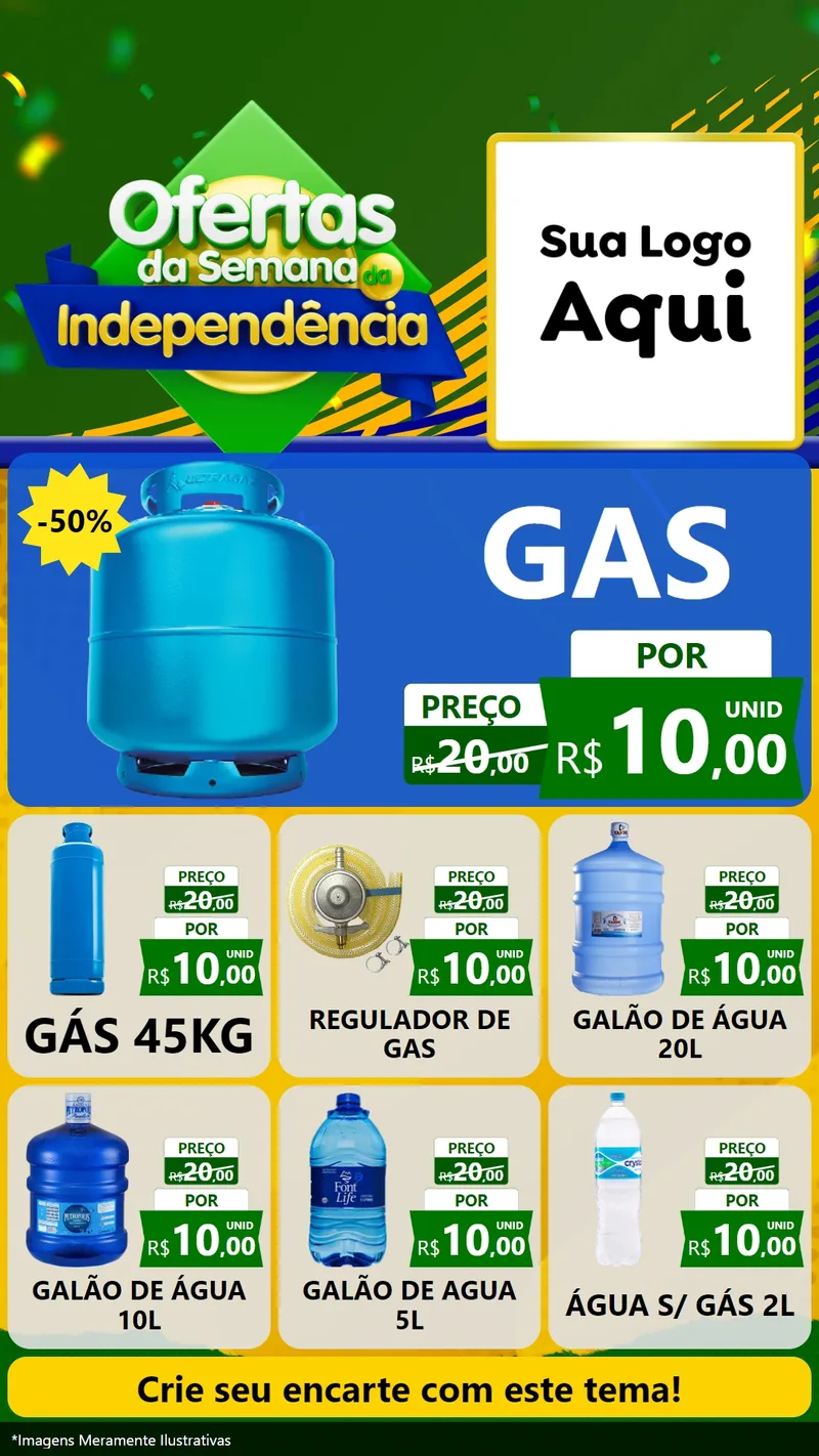 Modelo de Rede Social para Stories com o tema Ofertas da Semana da Independência para Água e gás